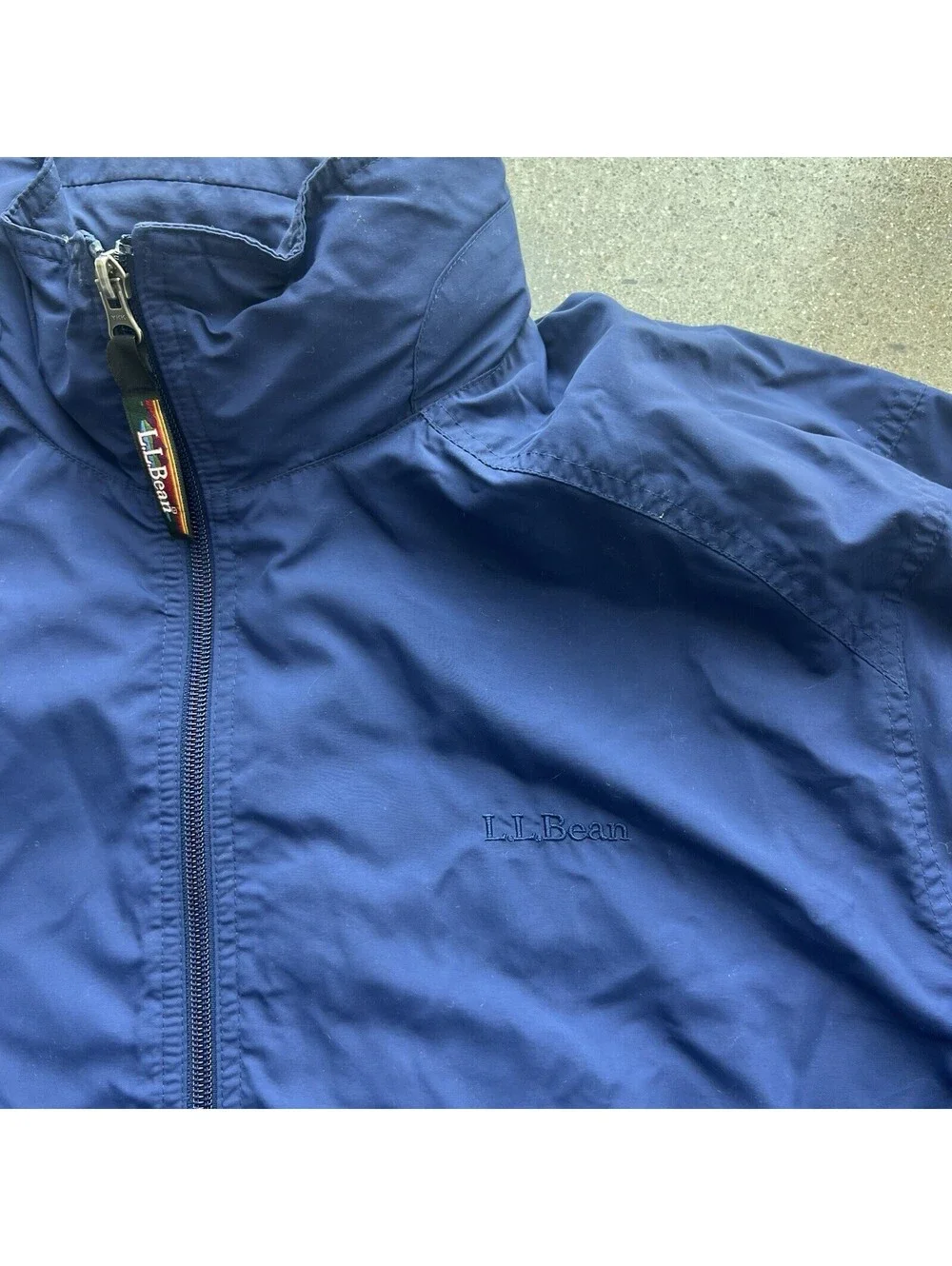 LL Bean Jacket Mens L Blue Nylon Outdoors Windbreaker
